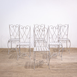 Iron Circular Garden Table with 6 Chairs