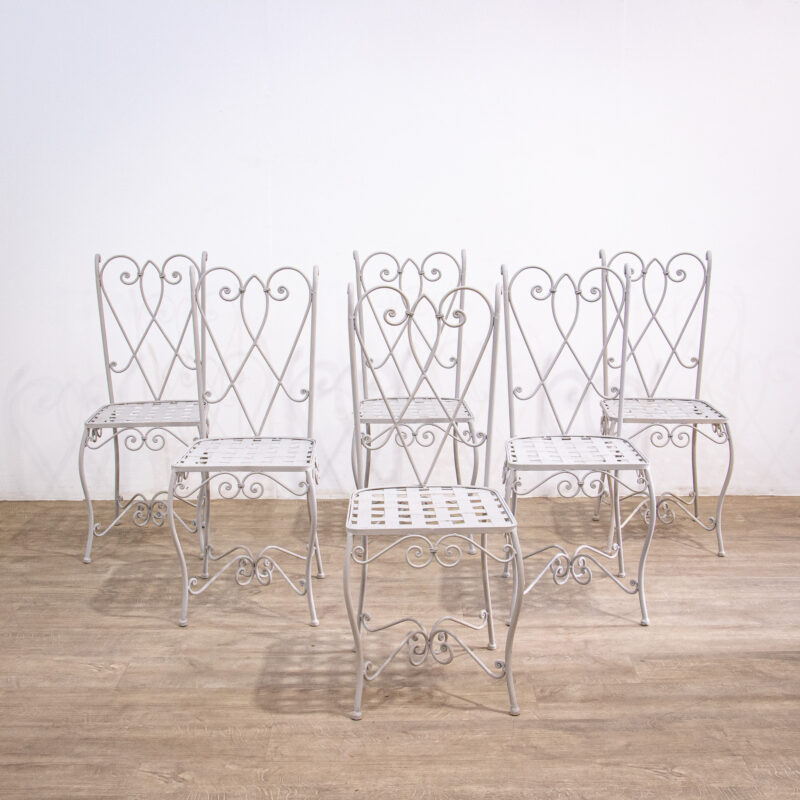 Iron Circular Garden Table with 6 Chairs