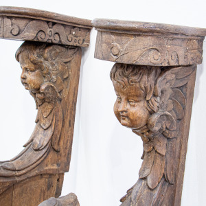 17th Century Carved Oak Bench Ends