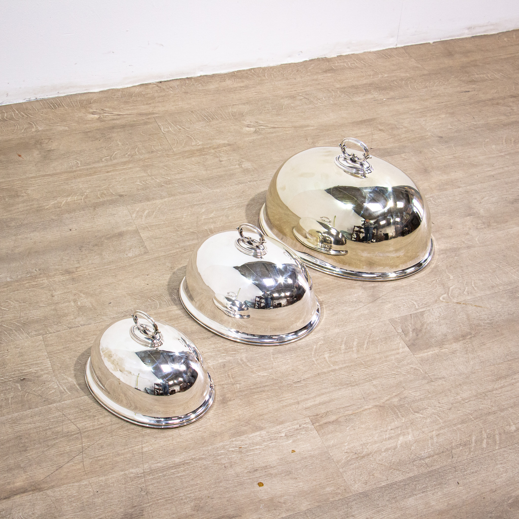 Set of 3 Silverplate Meat Domes
