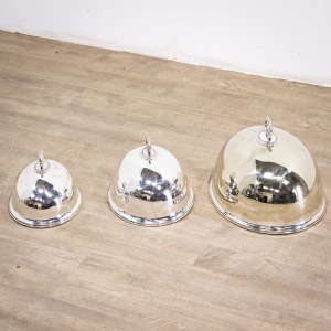 Set of 3 Silverplate Meat Domes