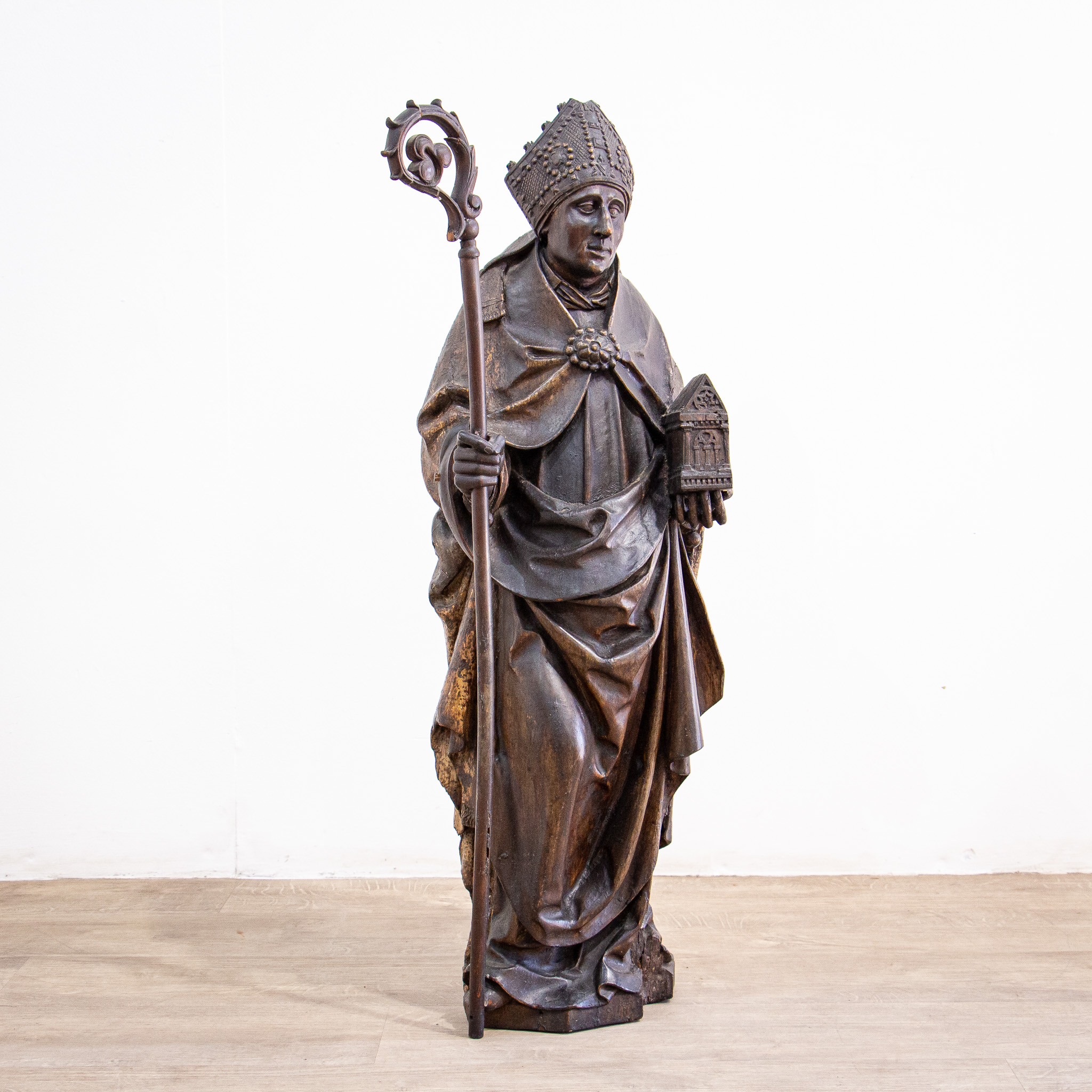17th Century Carved Oak Figure of a Bishop