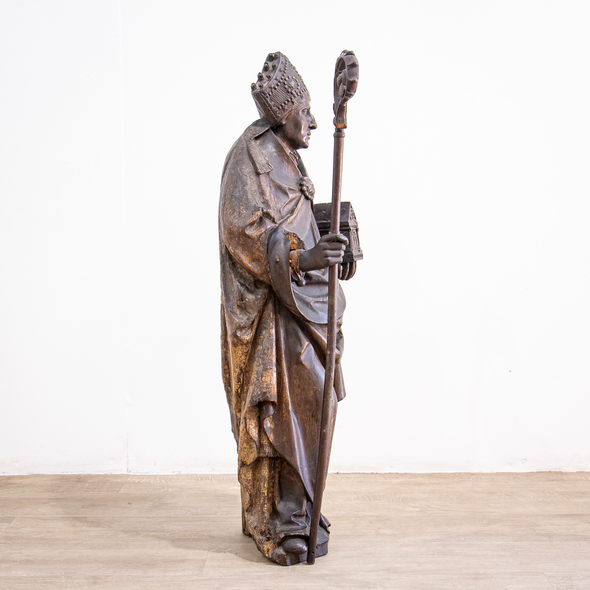 17th Century Carved Oak Figure of a Bishop