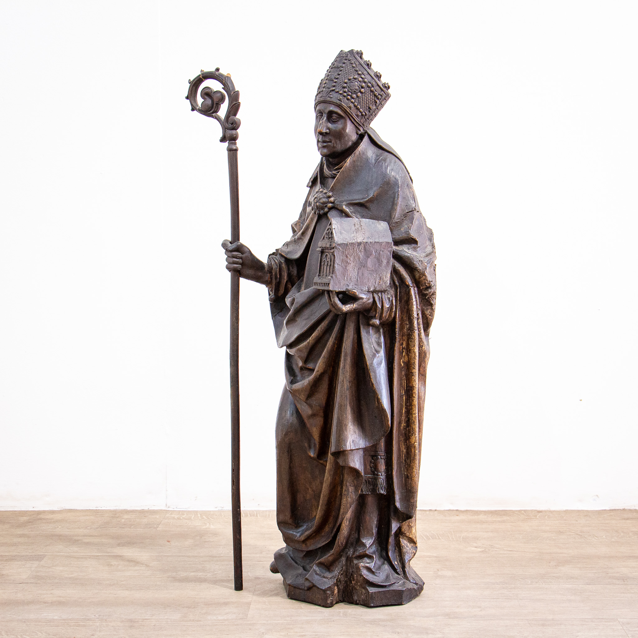 17th Century Carved Oak Figure of a Bishop