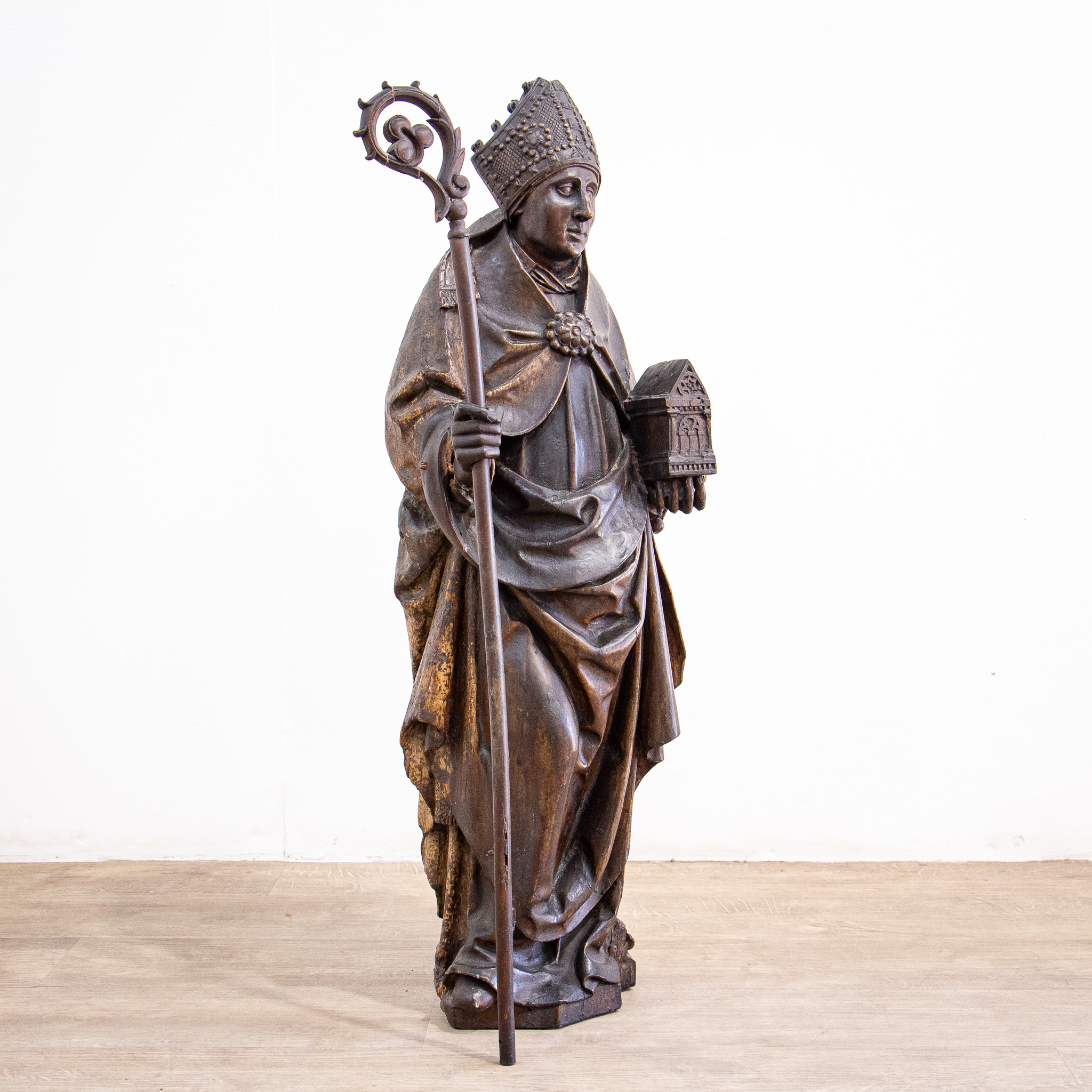 17th Century Carved Oak Figure of a Bishop