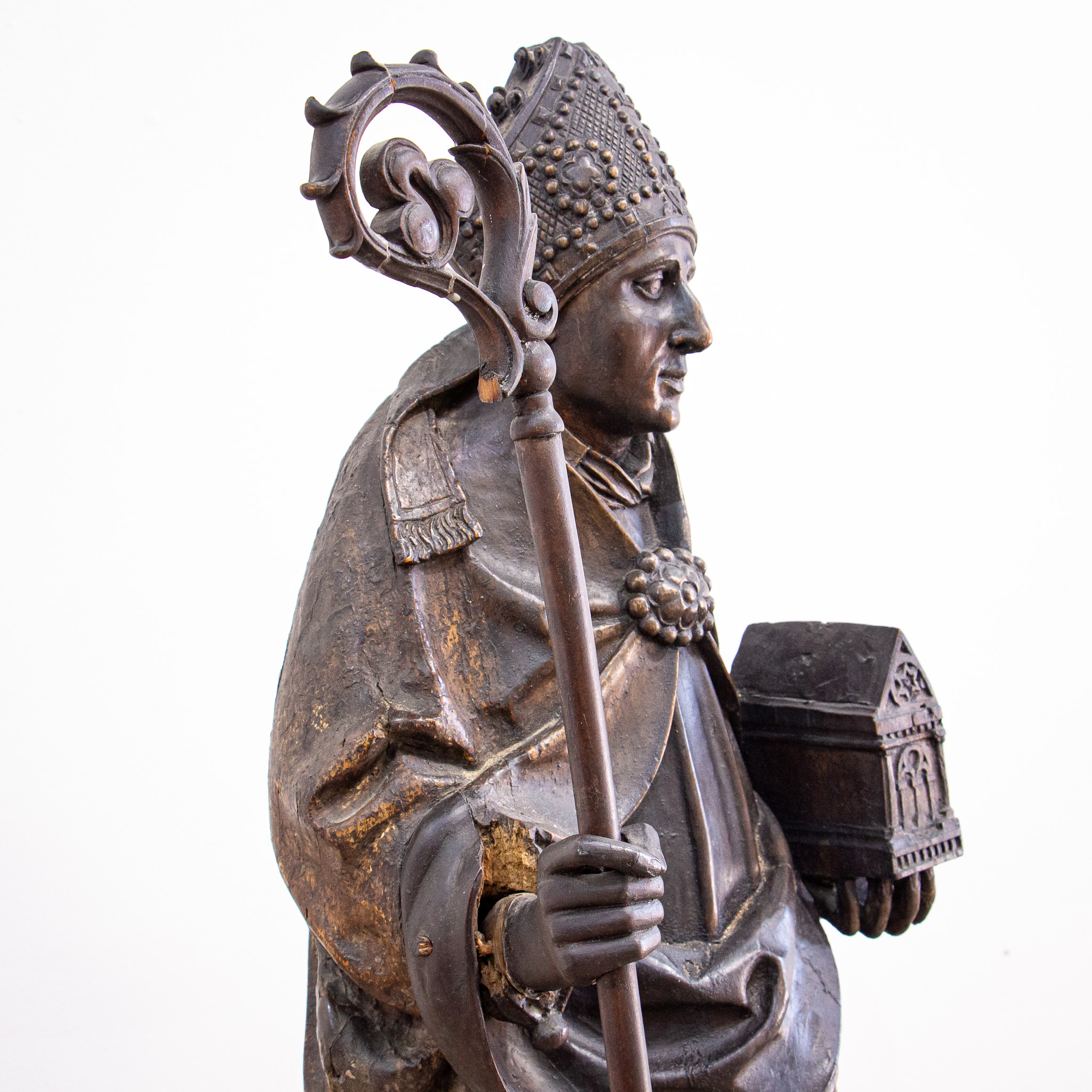 17th Century Carved Oak Figure of a Bishop