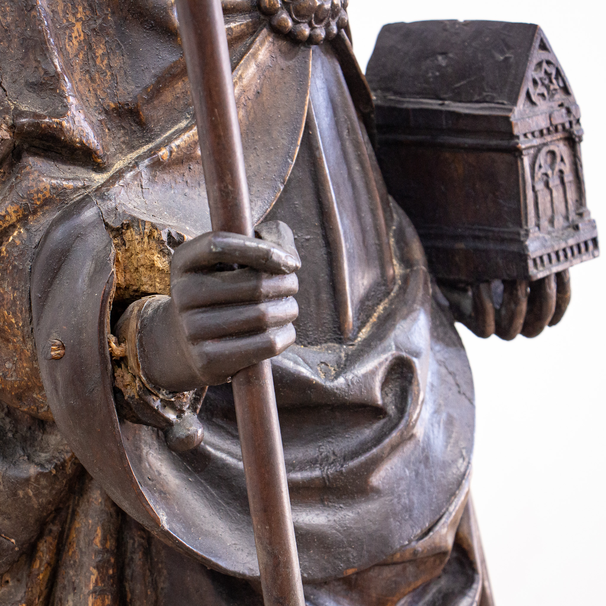 17th Century Carved Oak Figure of a Bishop