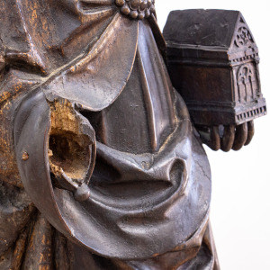 17th Century Carved Oak Figure of a Bishop