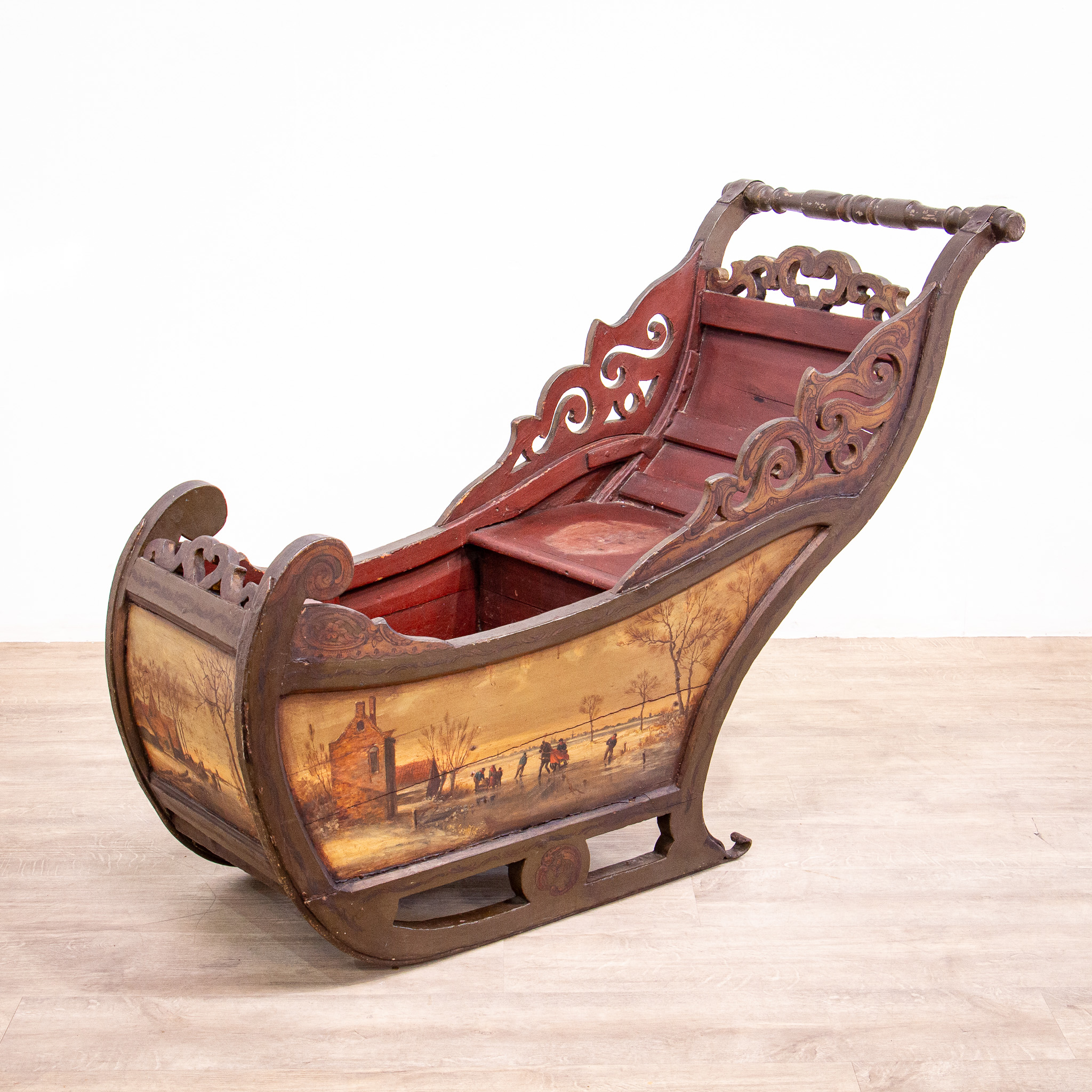 Rare Painted Dutch Child’s Sleigh