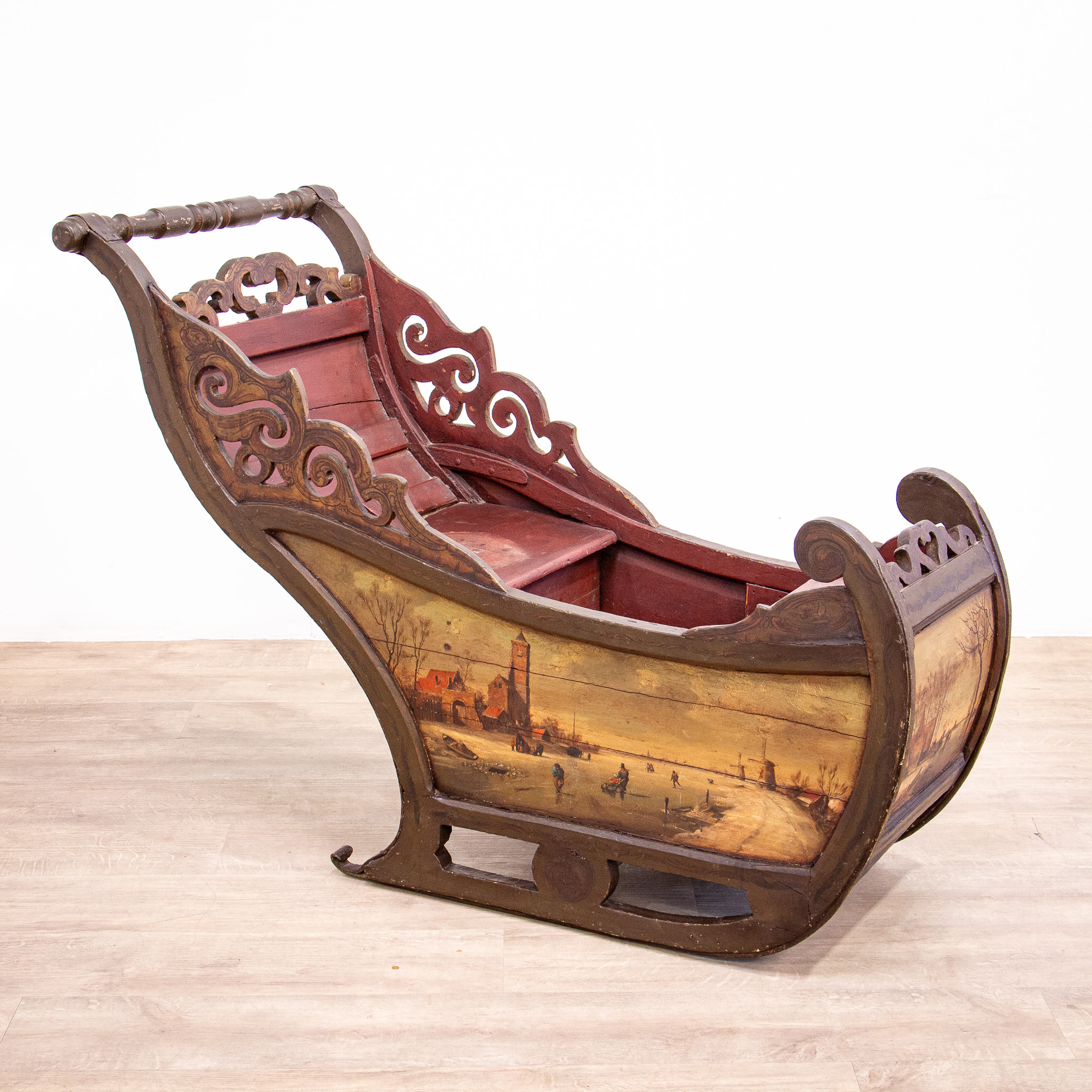 Rare Painted Dutch Child’s Sleigh