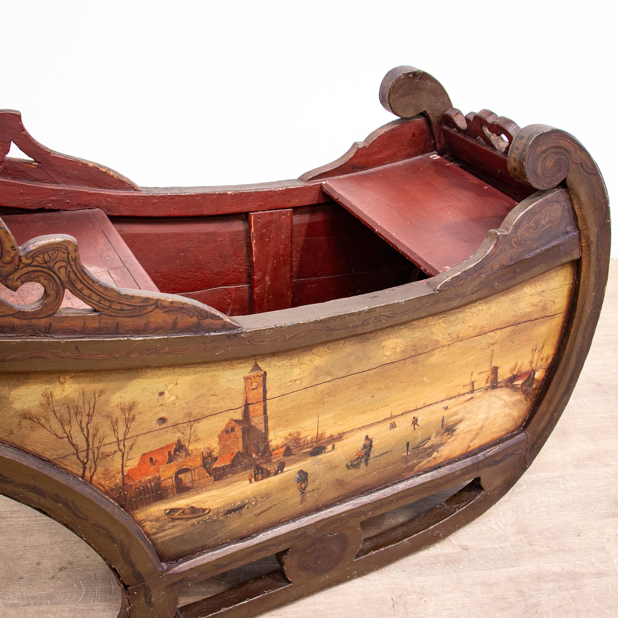 Rare Painted Dutch Child’s Sleigh