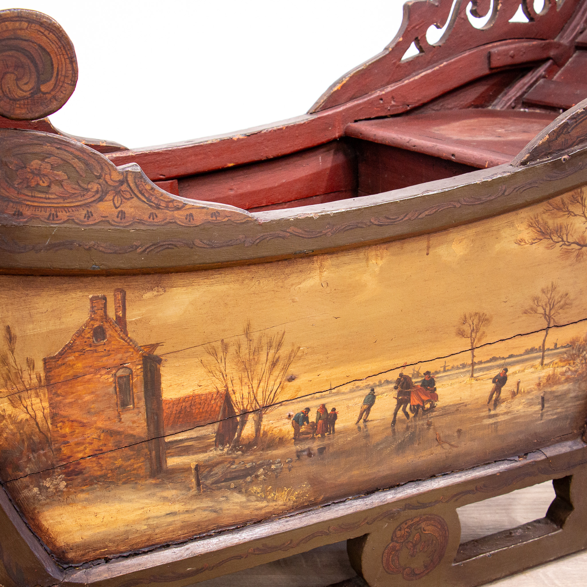 Rare Painted Dutch Child’s Sleigh
