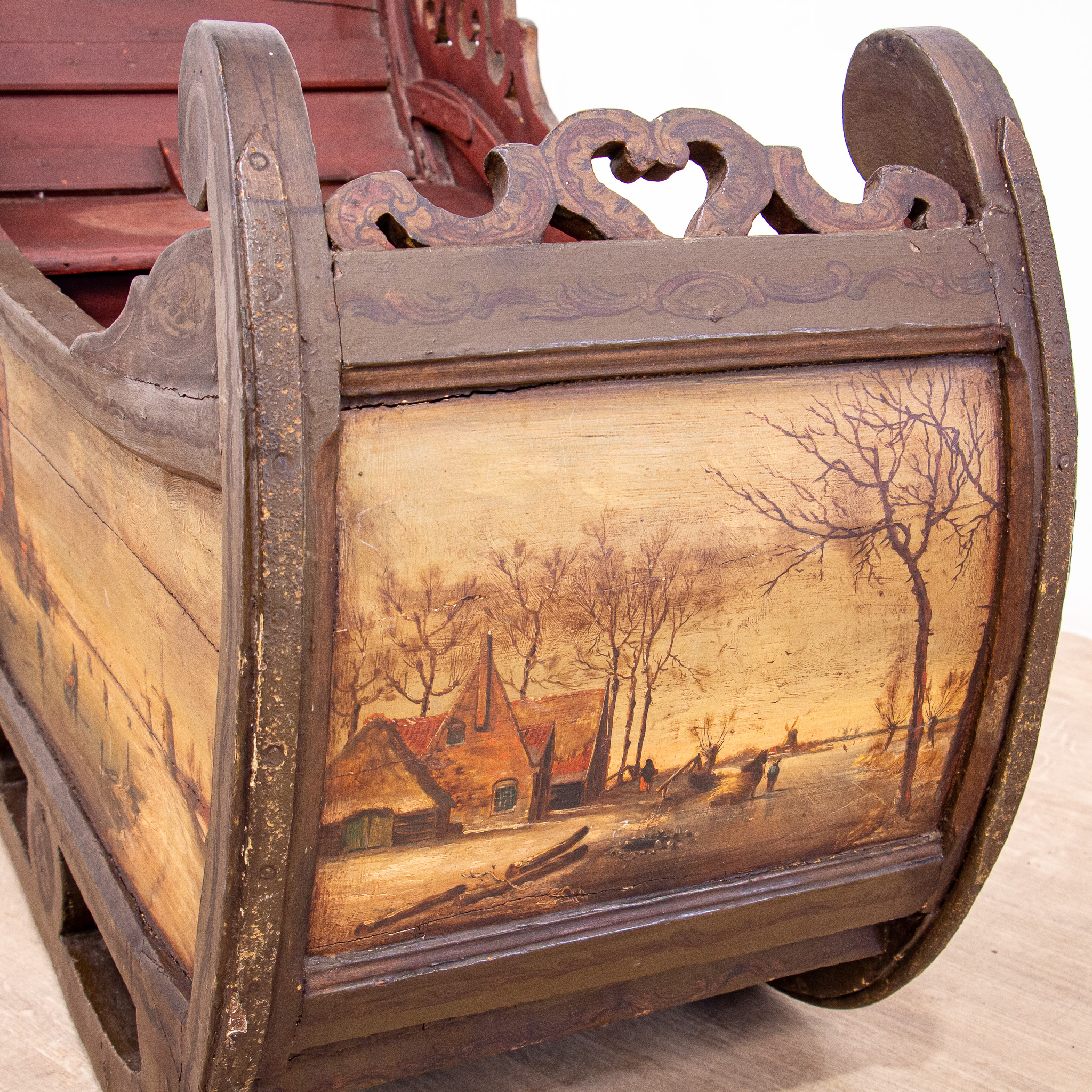 Rare Painted Dutch Child’s Sleigh