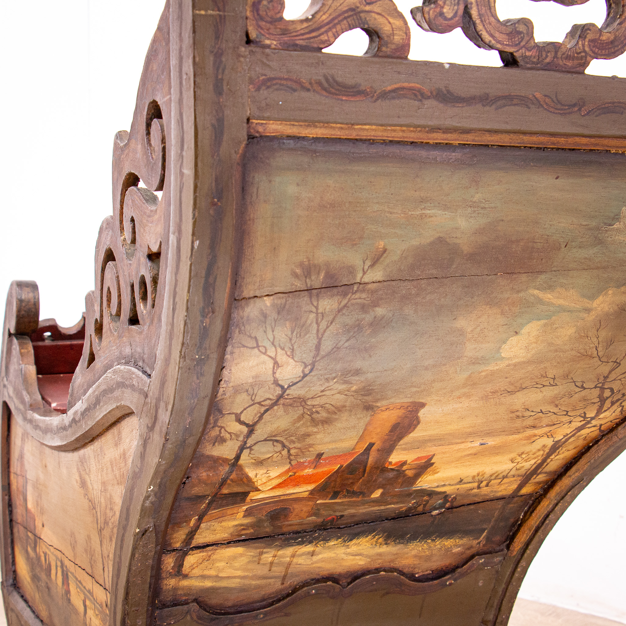 Rare Painted Dutch Child’s Sleigh