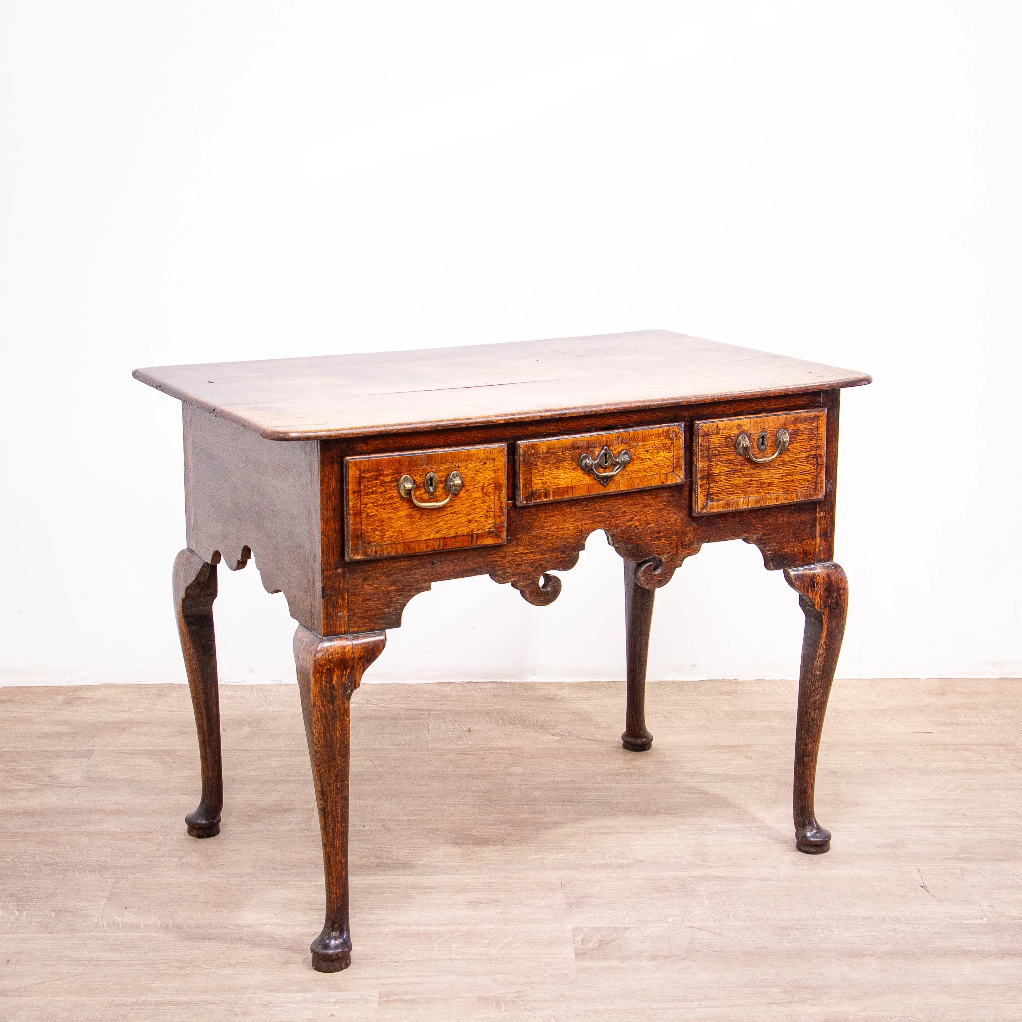 Georgian Oak Lowboy with Original Handles
