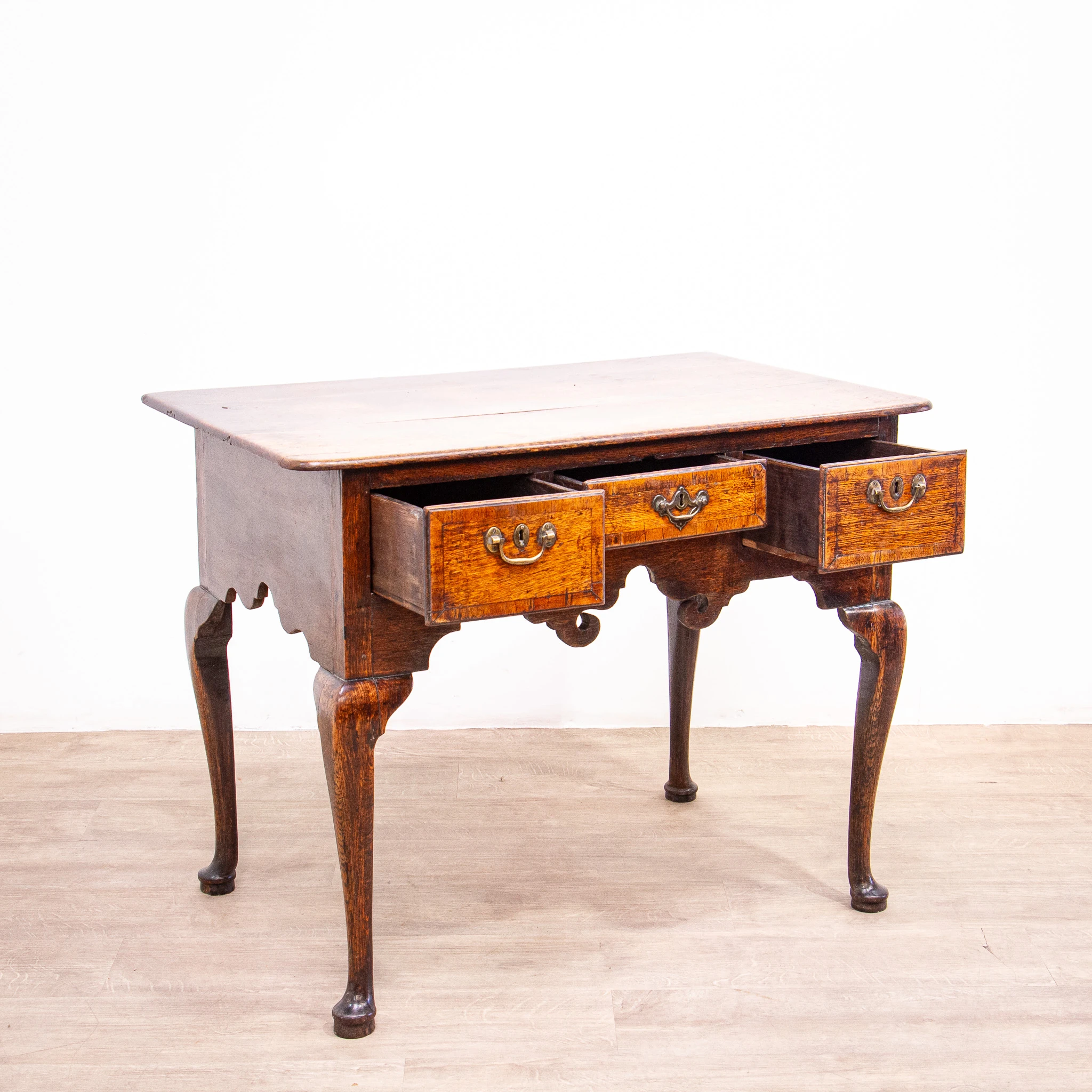 Georgian Oak Lowboy with Original Handles