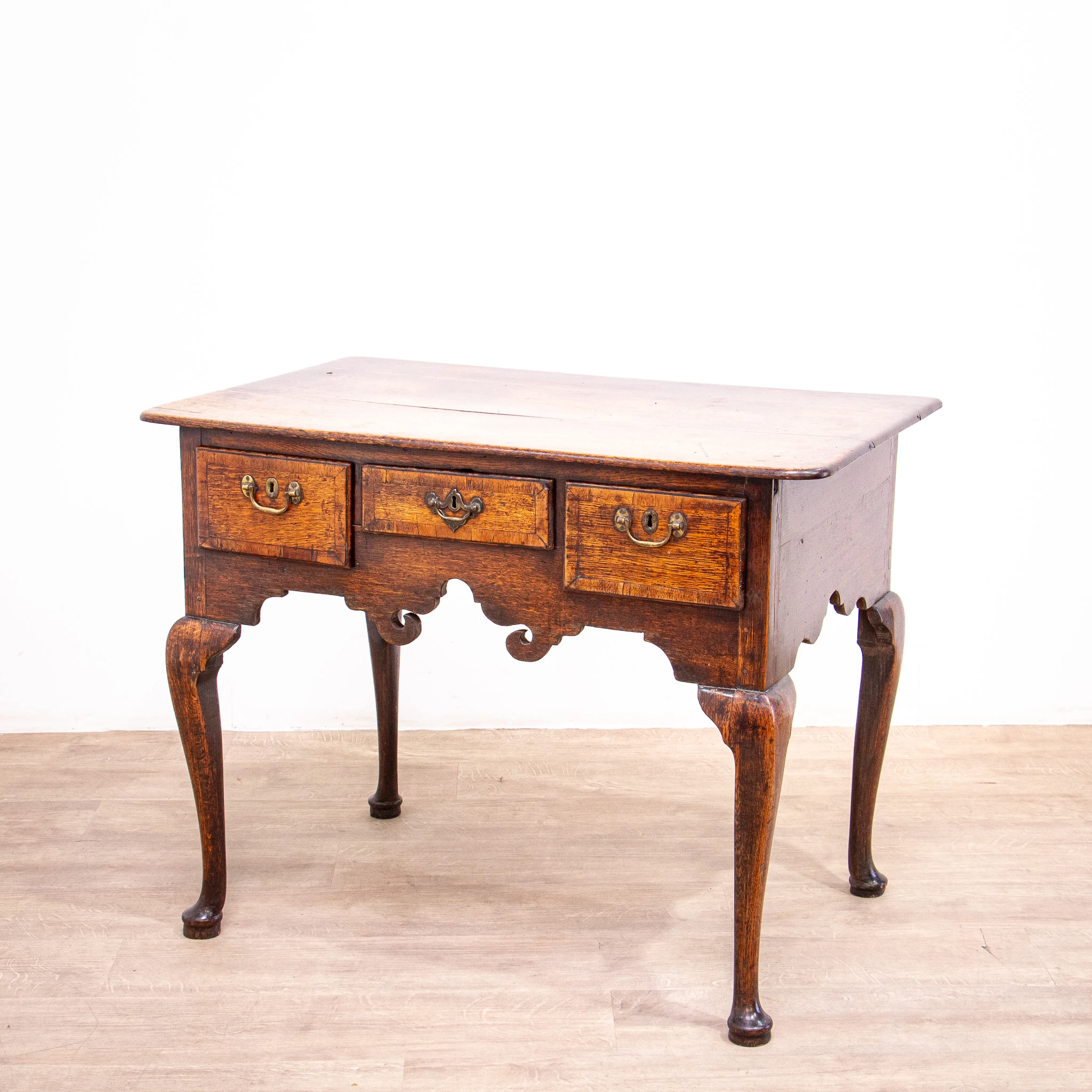 Georgian Oak Lowboy with Original Handles