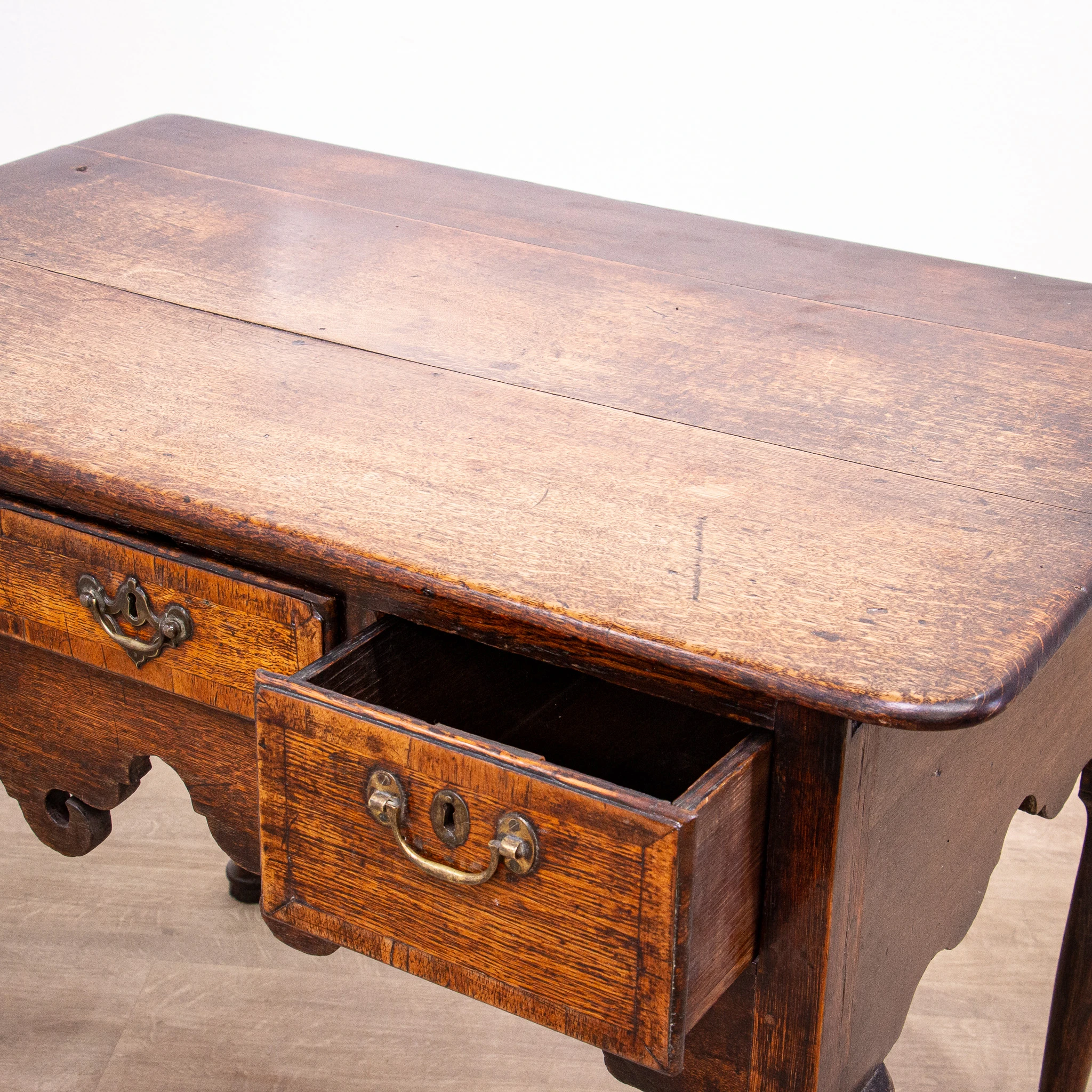 Georgian Oak Lowboy with Original Handles