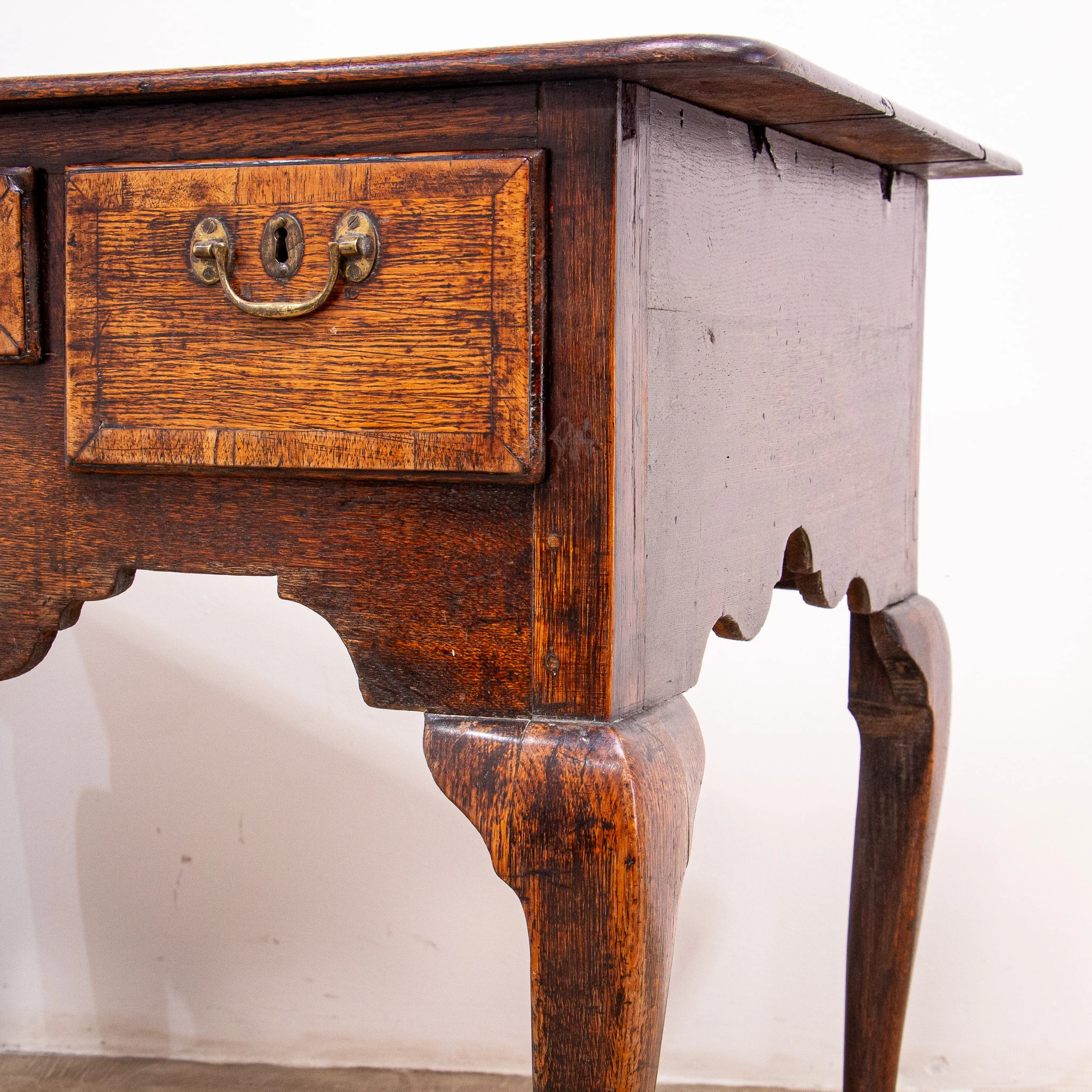Georgian Oak Lowboy with Original Handles