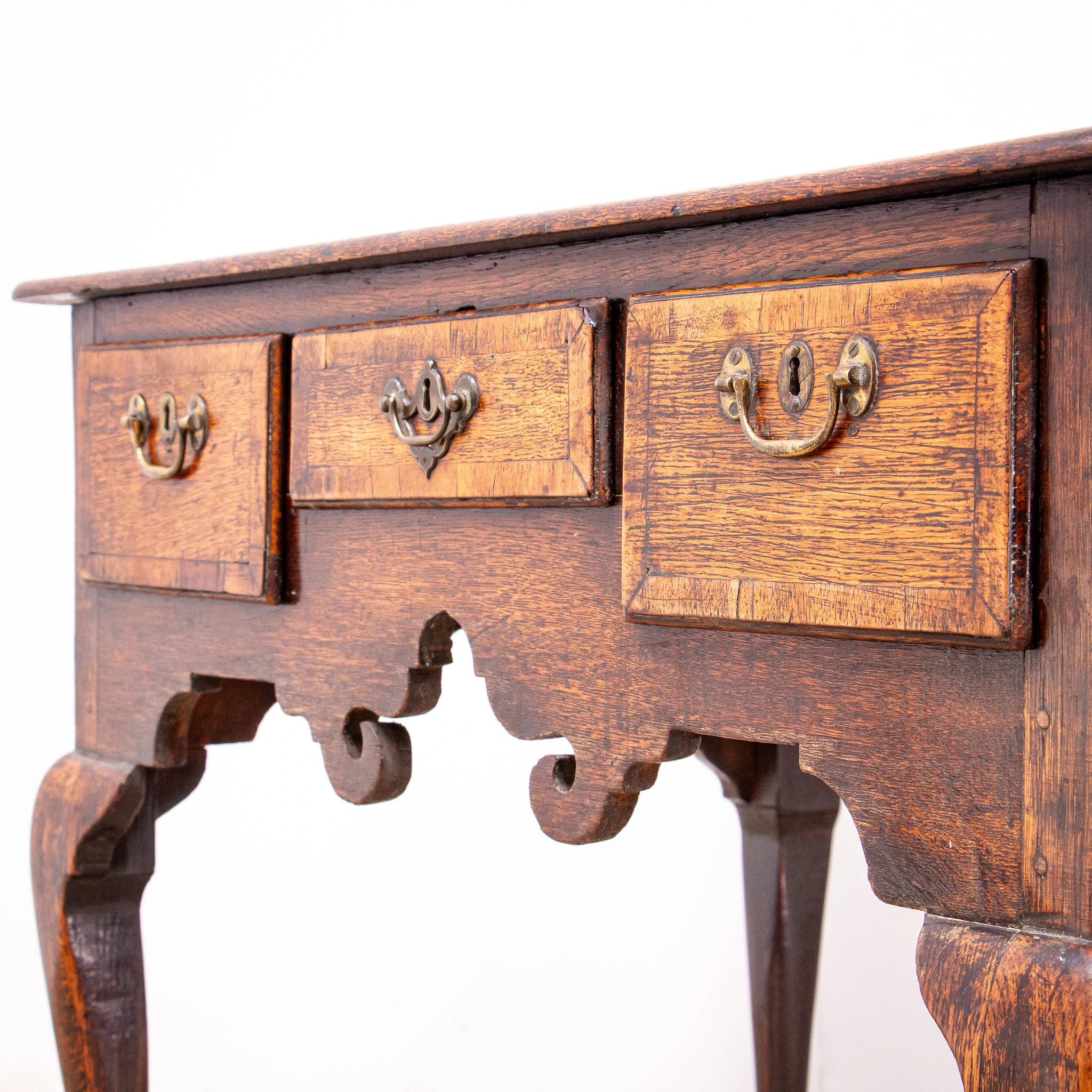Georgian Oak Lowboy with Original Handles