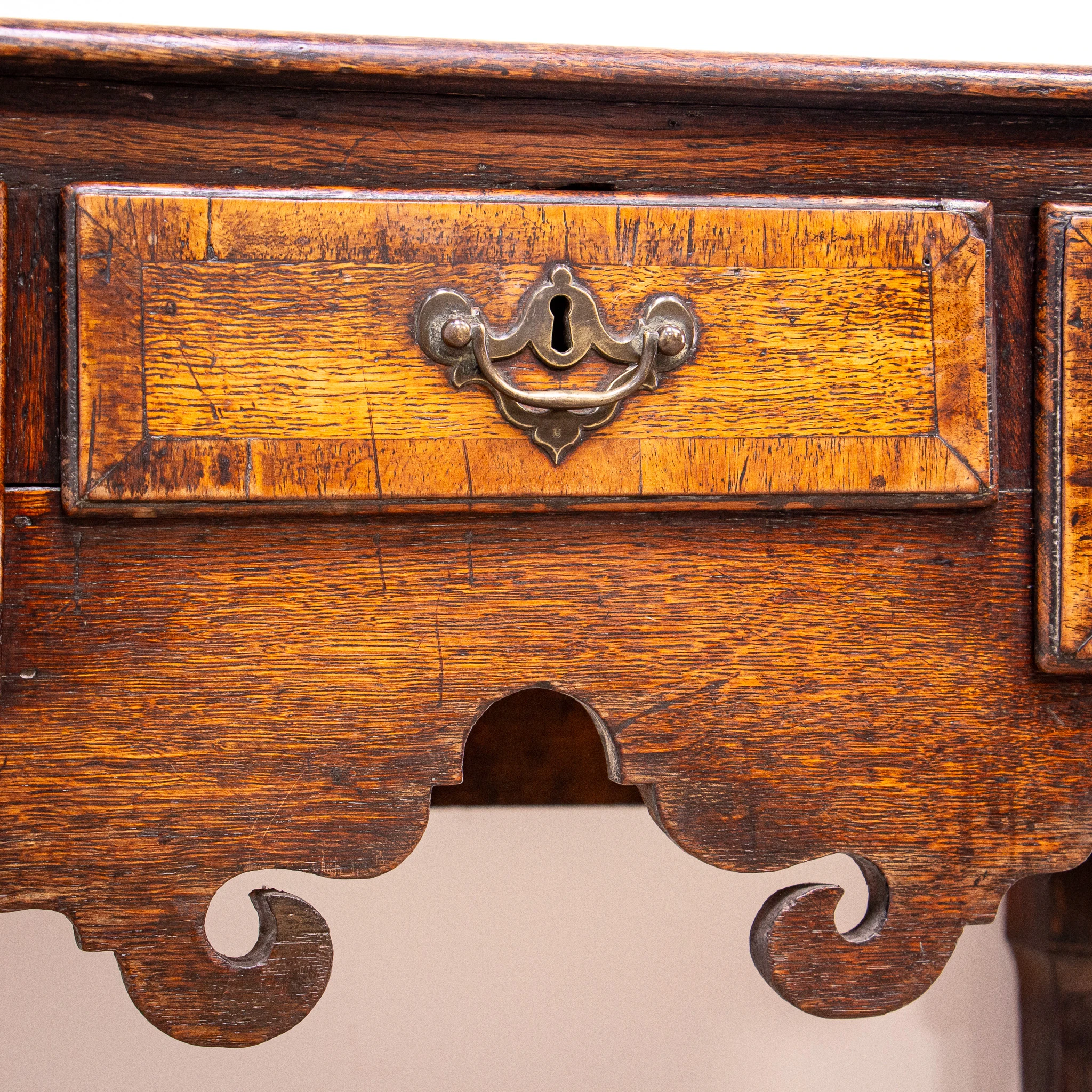 Georgian Oak Lowboy with Original Handles