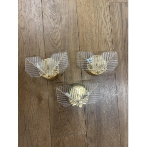 Set of 3 Art Decor Flower Shape Wall Lamps, 1970