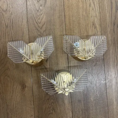 Set of 3 Art Decor Flower Shape Wall Lamps, 1970