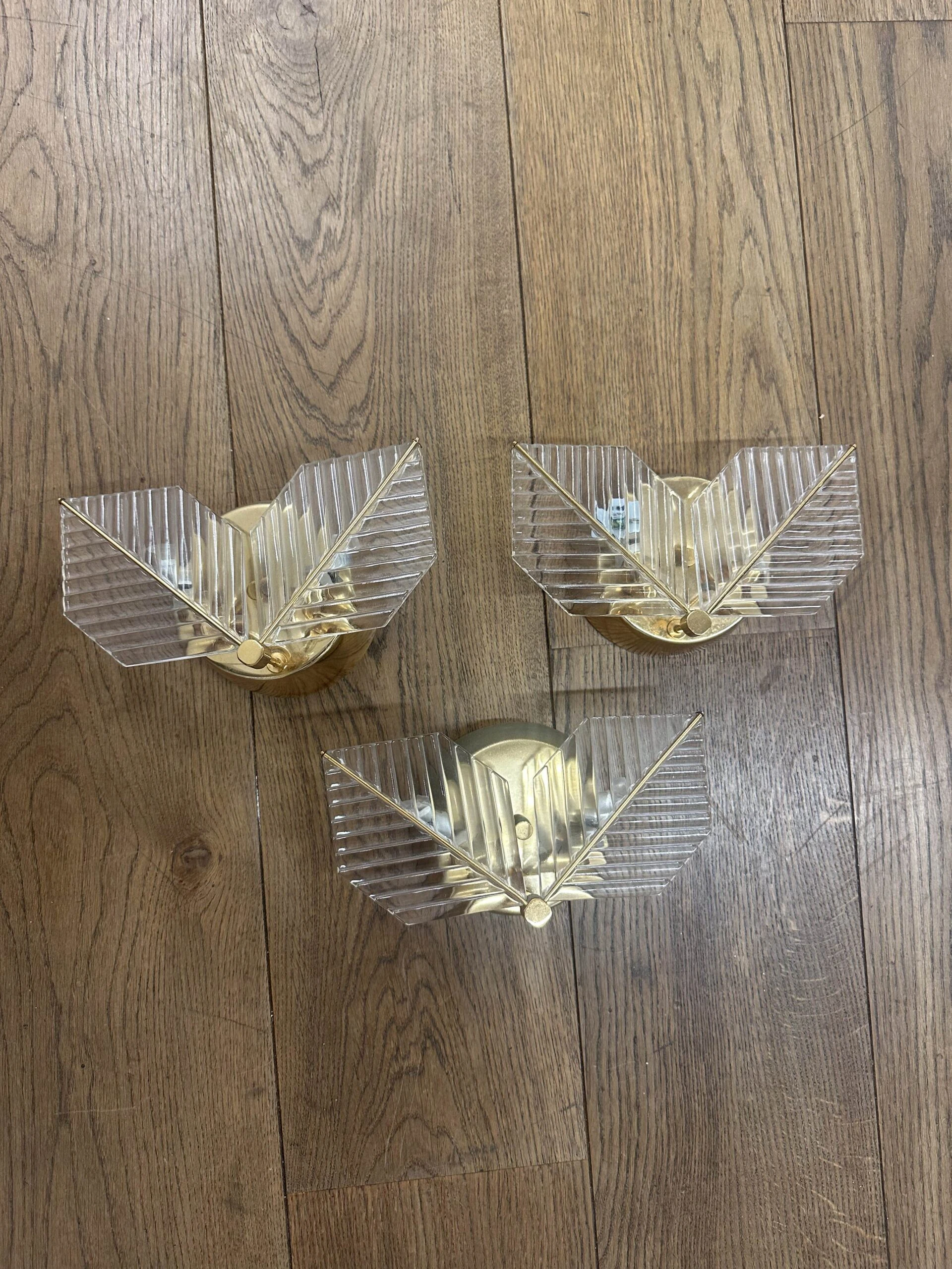 Set of 3 Art Decor Flower Shape Wall Lamps, 1970