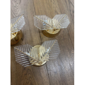 Set of 3 Art Decor Flower Shape Wall Lamps, 1970