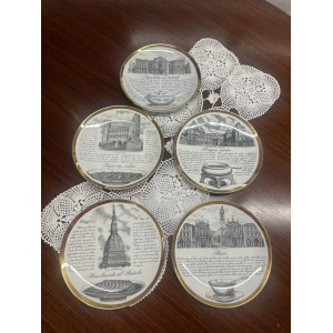 Set of Five Decorative Plates by Fornasetti 'Le ricette Torinesi'