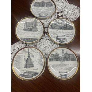 Set of Five Decorative Plates by Fornasetti 'Le ricette Torinesi'