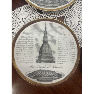 Set of Five Decorative Plates by Fornasetti 'Le ricette Torinesi'