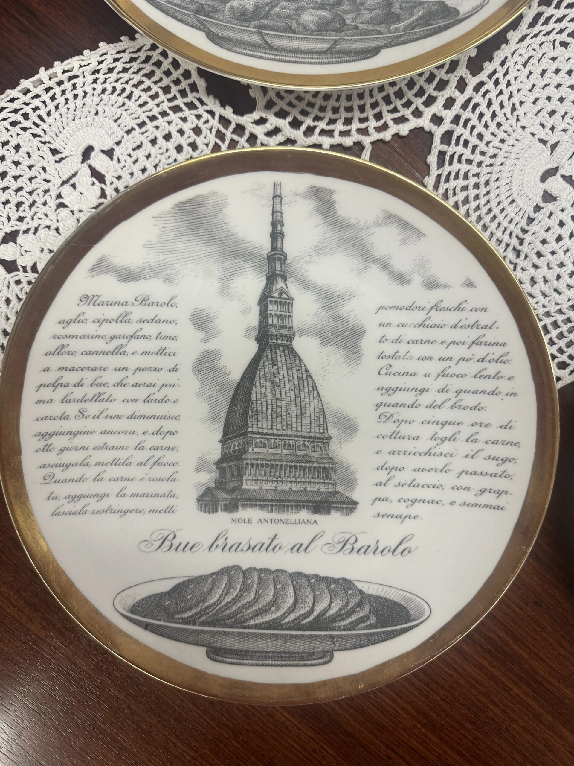 Set of Five Decorative Plates by Fornasetti 'Le ricette Torinesi'