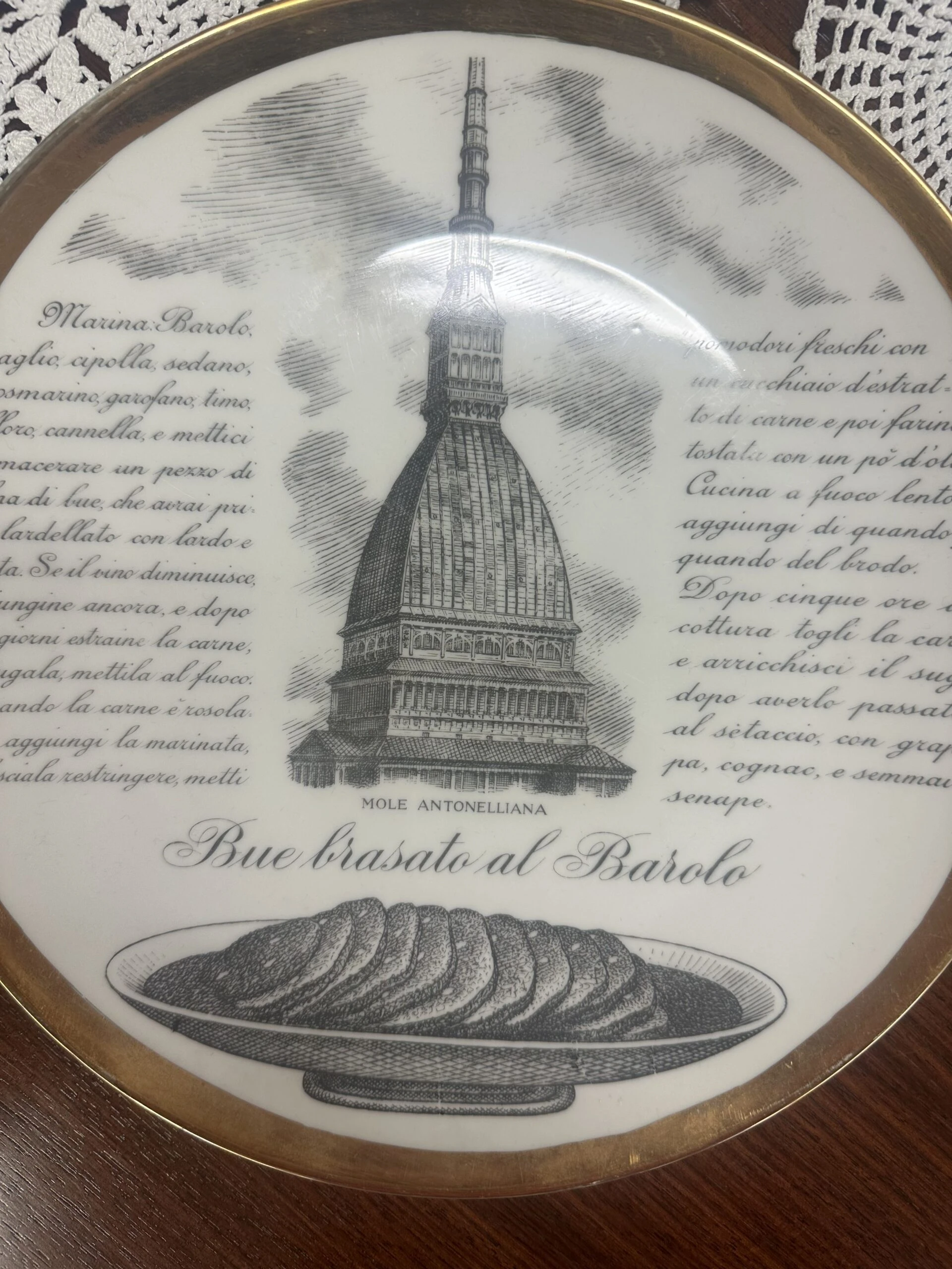 Set of Five Decorative Plates by Fornasetti 'Le ricette Torinesi'