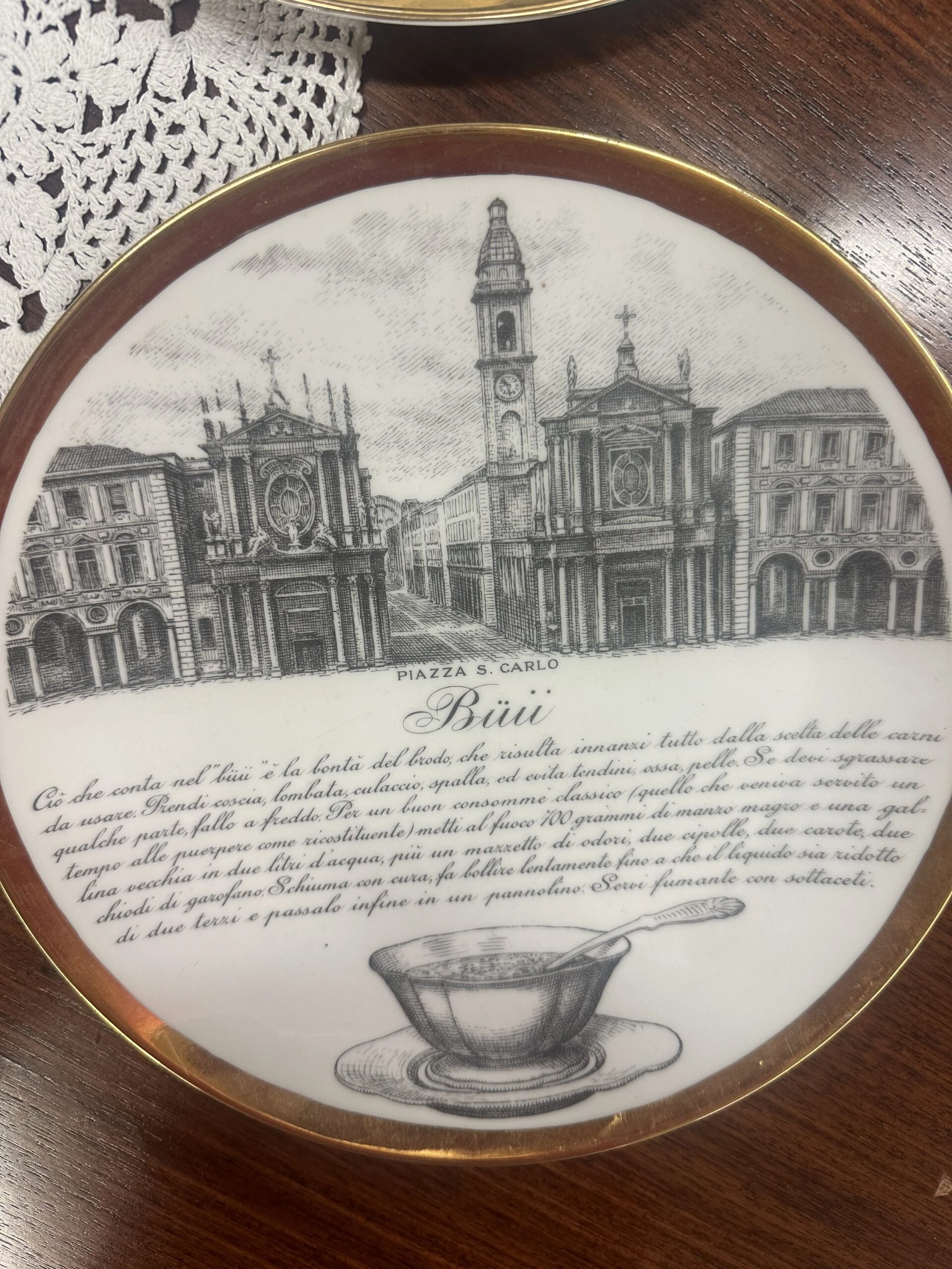 Set of Five Decorative Plates by Fornasetti 'Le ricette Torinesi'