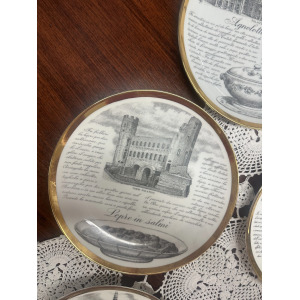 Set of Five Decorative Plates by Fornasetti 'Le ricette Torinesi'