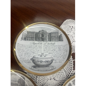 Set of Five Decorative Plates by Fornasetti 'Le ricette Torinesi'