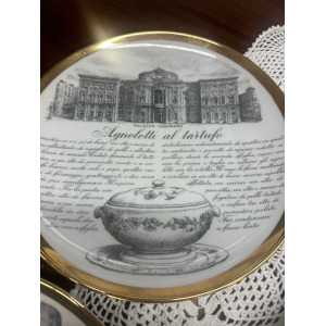 Set of Five Decorative Plates by Fornasetti 'Le ricette Torinesi'