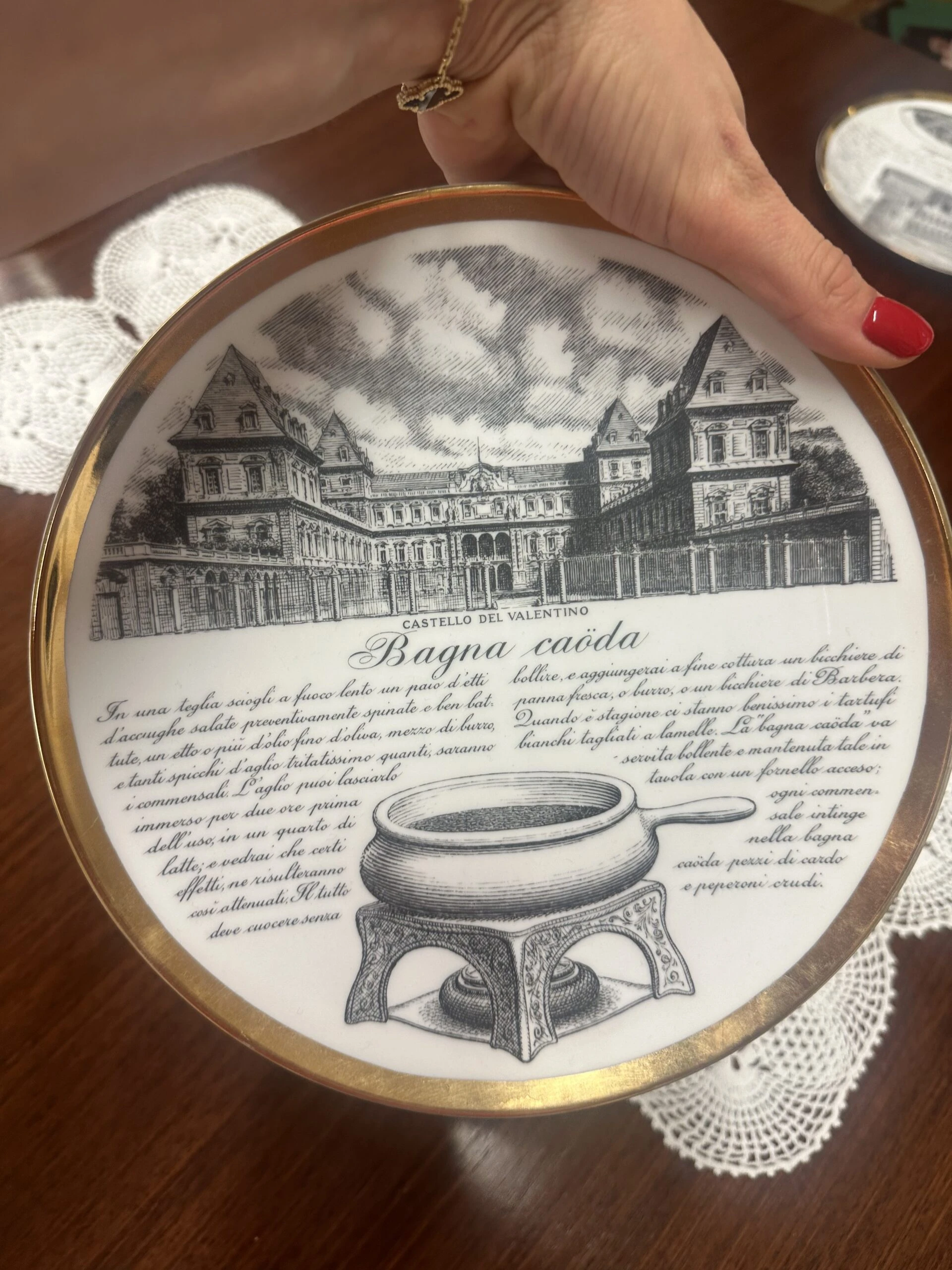 Set of Five Decorative Plates by Fornasetti 'Le ricette Torinesi'