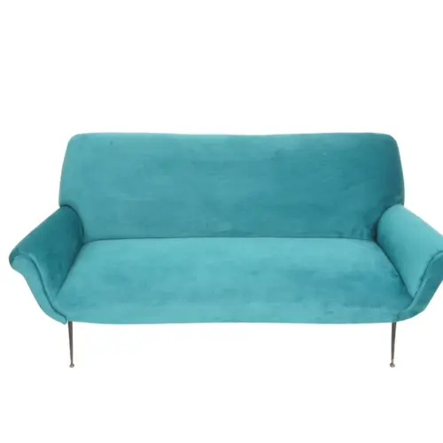 Italian Velvet Three-Seater Sofa, 1950