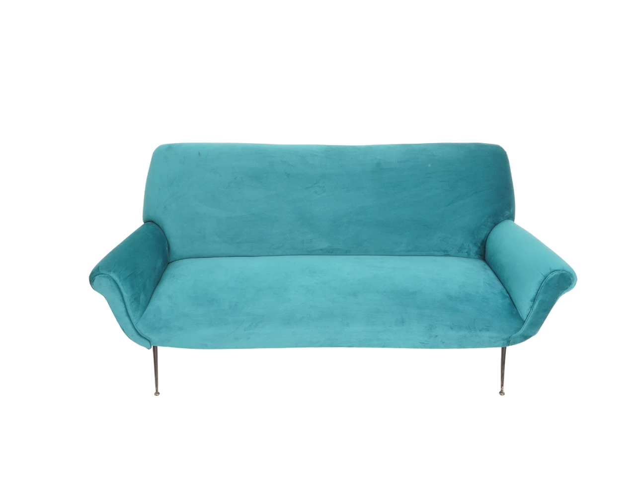 Italian Velvet Three-Seater Sofa, 1950
