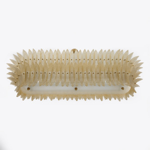 Large mid-century Murano glass palmette chandelier, Barovier and Toso style