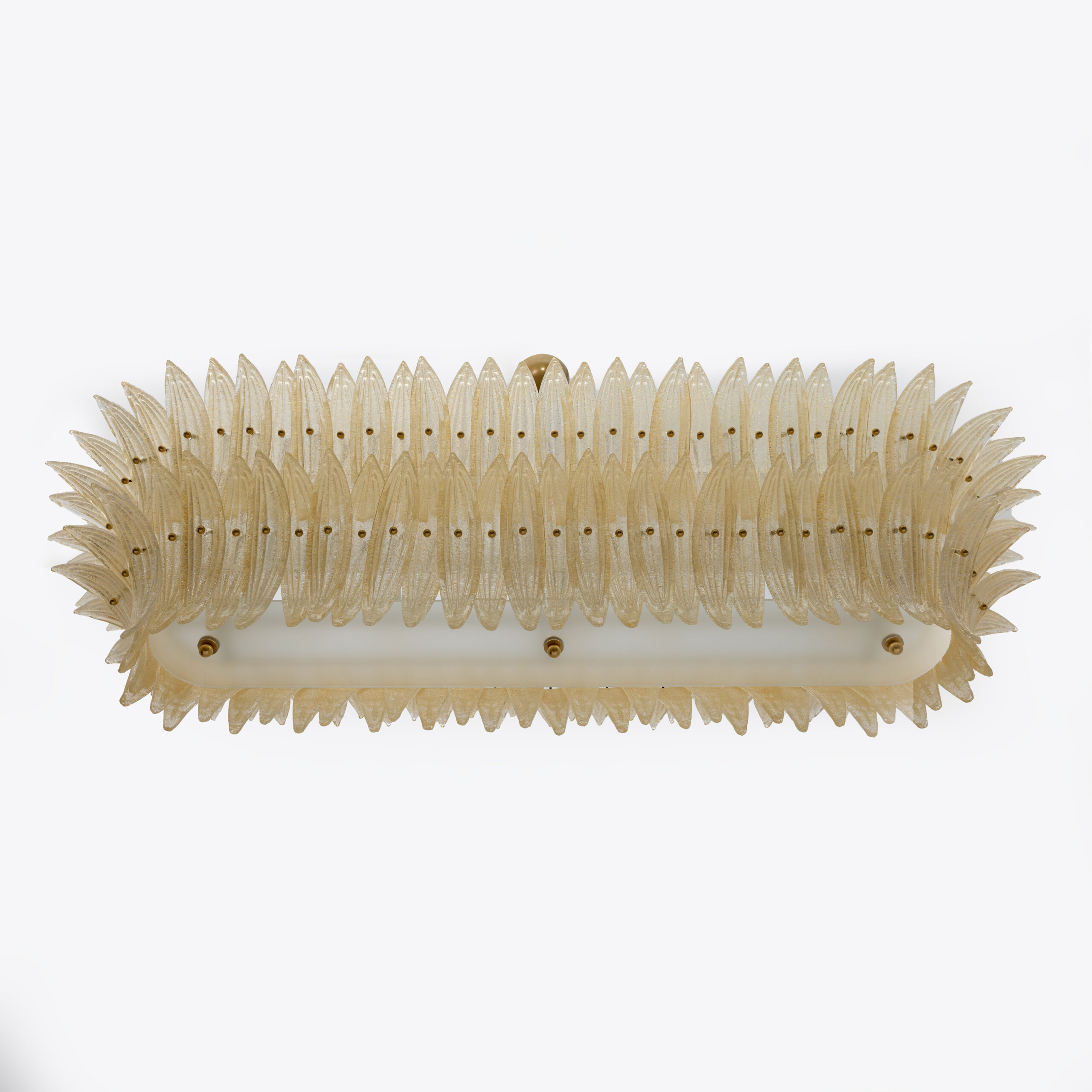 Large mid-century Murano glass palmette chandelier, Barovier and Toso style