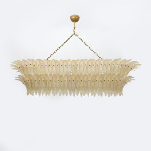 Large mid-century Murano glass palmette chandelier, Barovier and Toso style