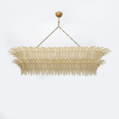 Large mid-century Murano glass palmette chandelier, Barovier and Toso style - Image 3
