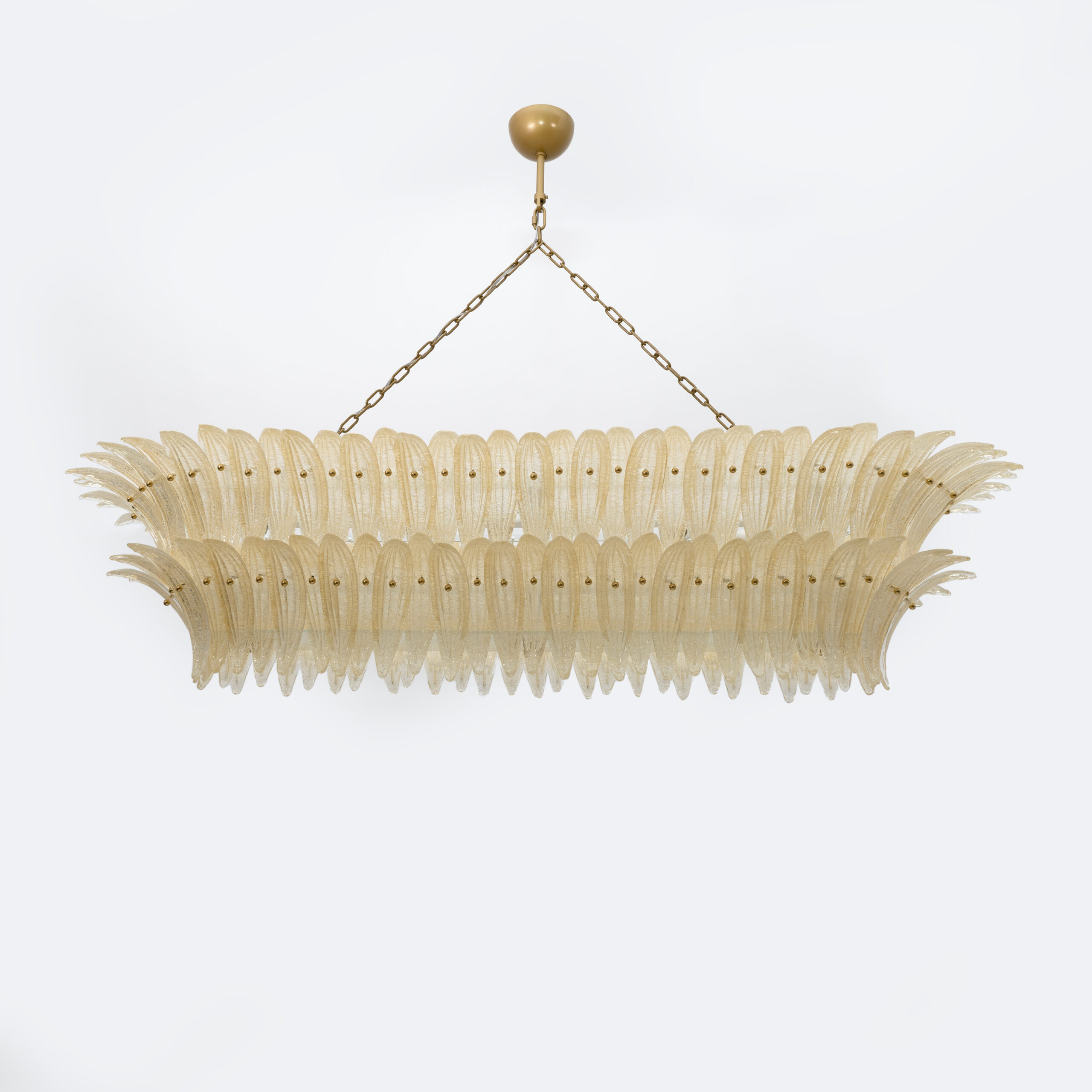 Large mid-century Murano glass palmette chandelier, Barovier and Toso style