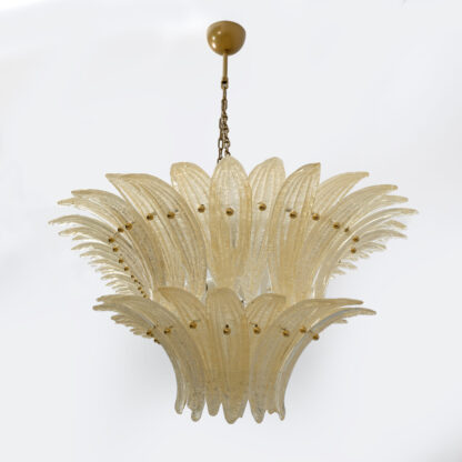 Large mid-century Murano glass palmette chandelier, Barovier and Toso style - Image 6