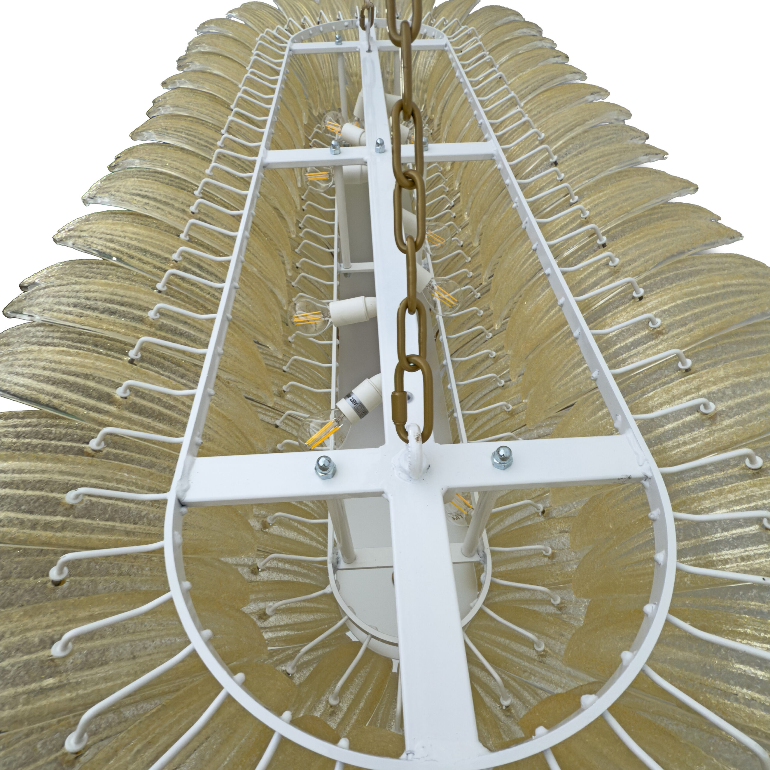 Large mid-century Murano glass palmette chandelier, Barovier and Toso style