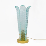 Mid-Century Modern Brass and Murano Glass Leaf Palm Table Lamps
