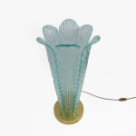 Mid-Century Modern Brass and Murano Glass Leaf Palm Table Lamps